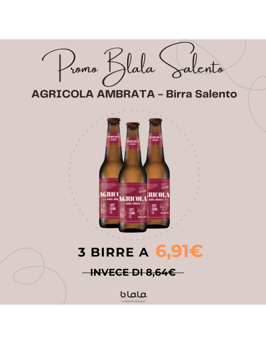 Birra Agricola Ambrata confezione tre bottiglie BirraSalento 8,64 €